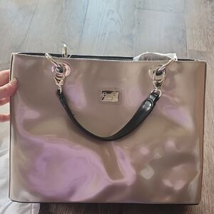 Beijo Shiny Grey and Black Tote Bag